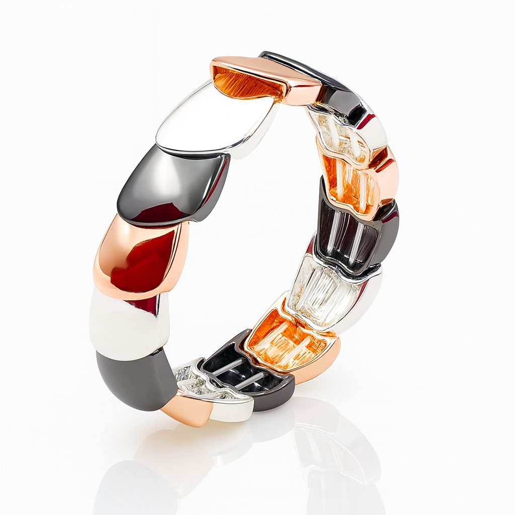 KC gold plated enamel bracelet set with multicolor oval design, front view