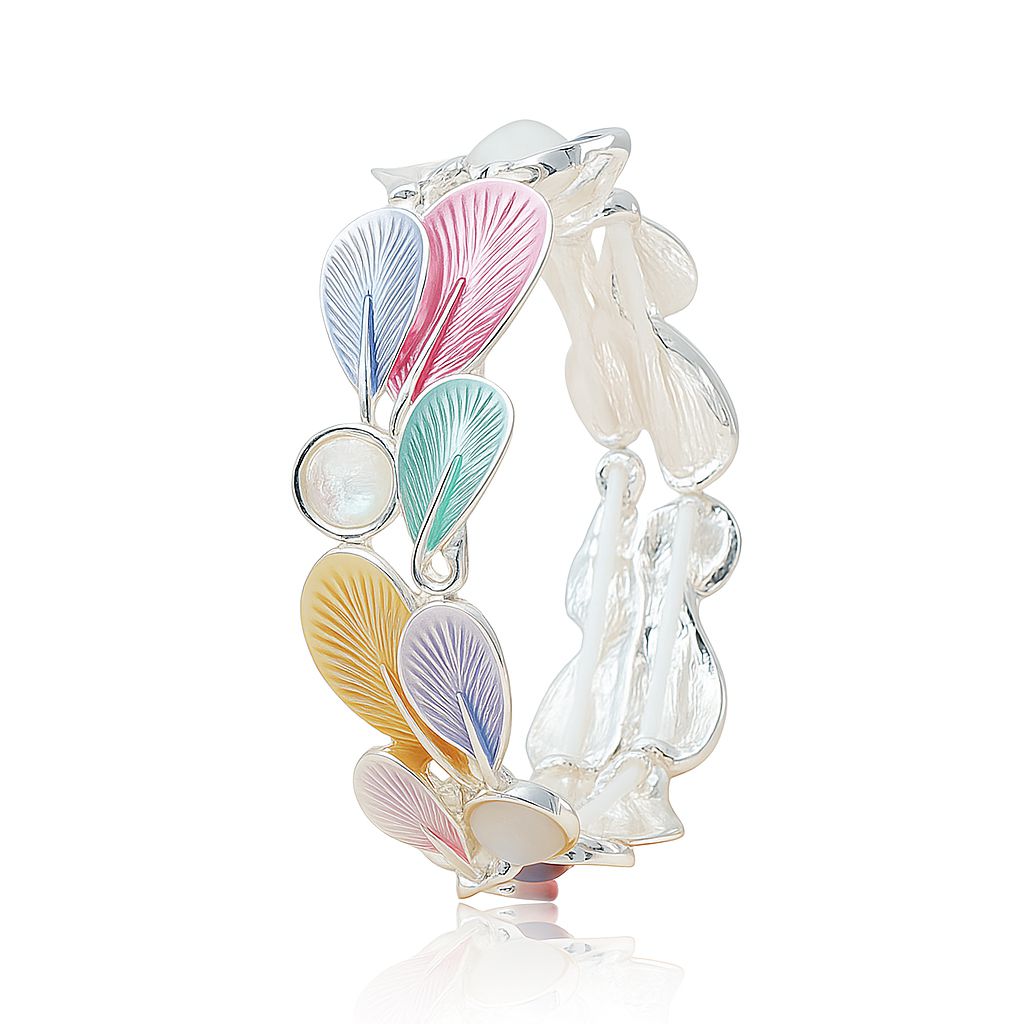 Hand-painted enamel KC gold plated alloy bracelet set with modern artistic design