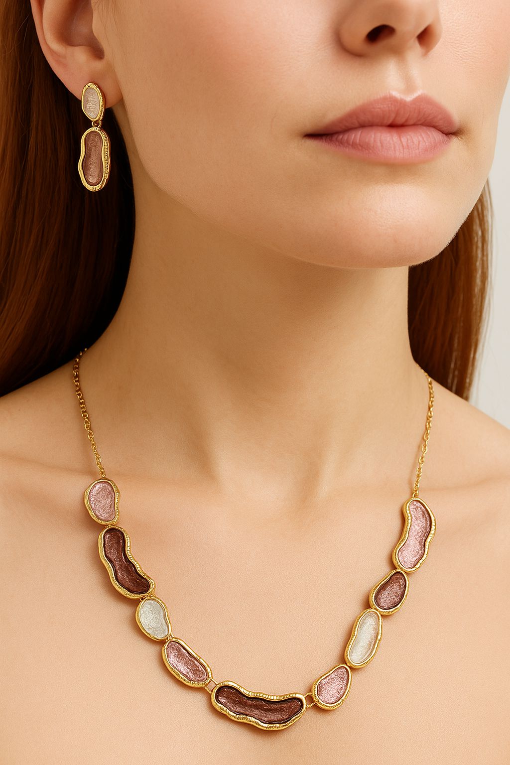 KC gold plated hand-painted enamel earrings close-up