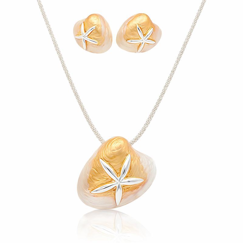 KC gold plated enamel necklace and earring set for women