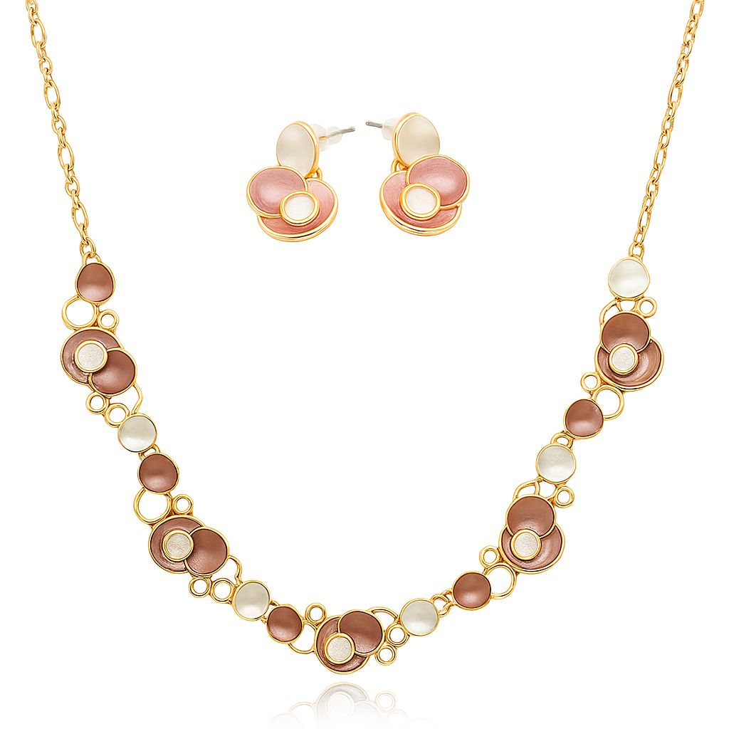 KC gold plated hand-painted enamel necklace and earrings set