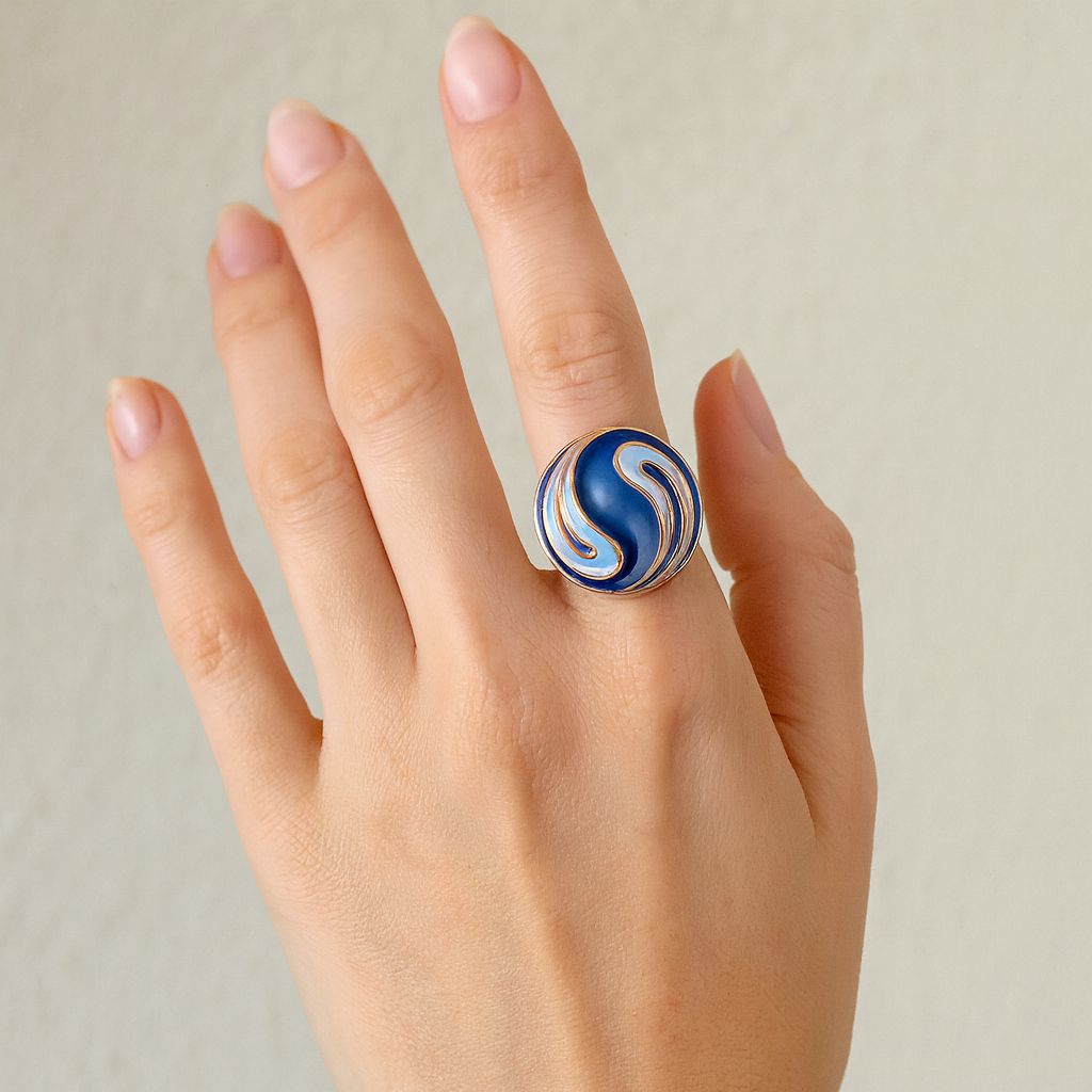 KC gold plated alloy ring with hand-painted enamel