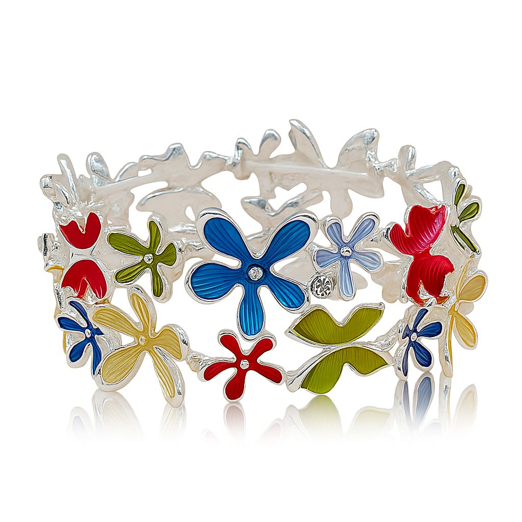 Hand-painted floral cuff bracelet for women