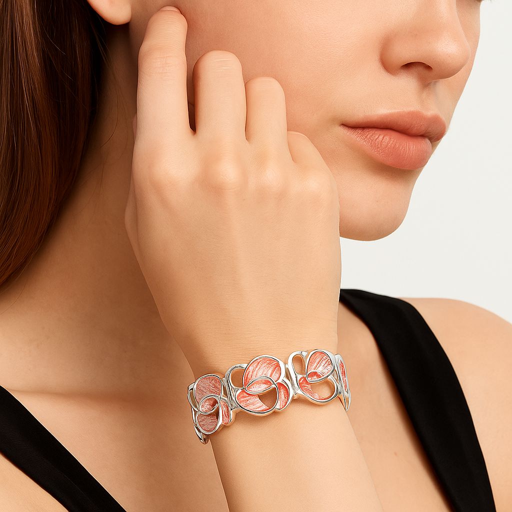 KC gold plated alloy floral bracelet set