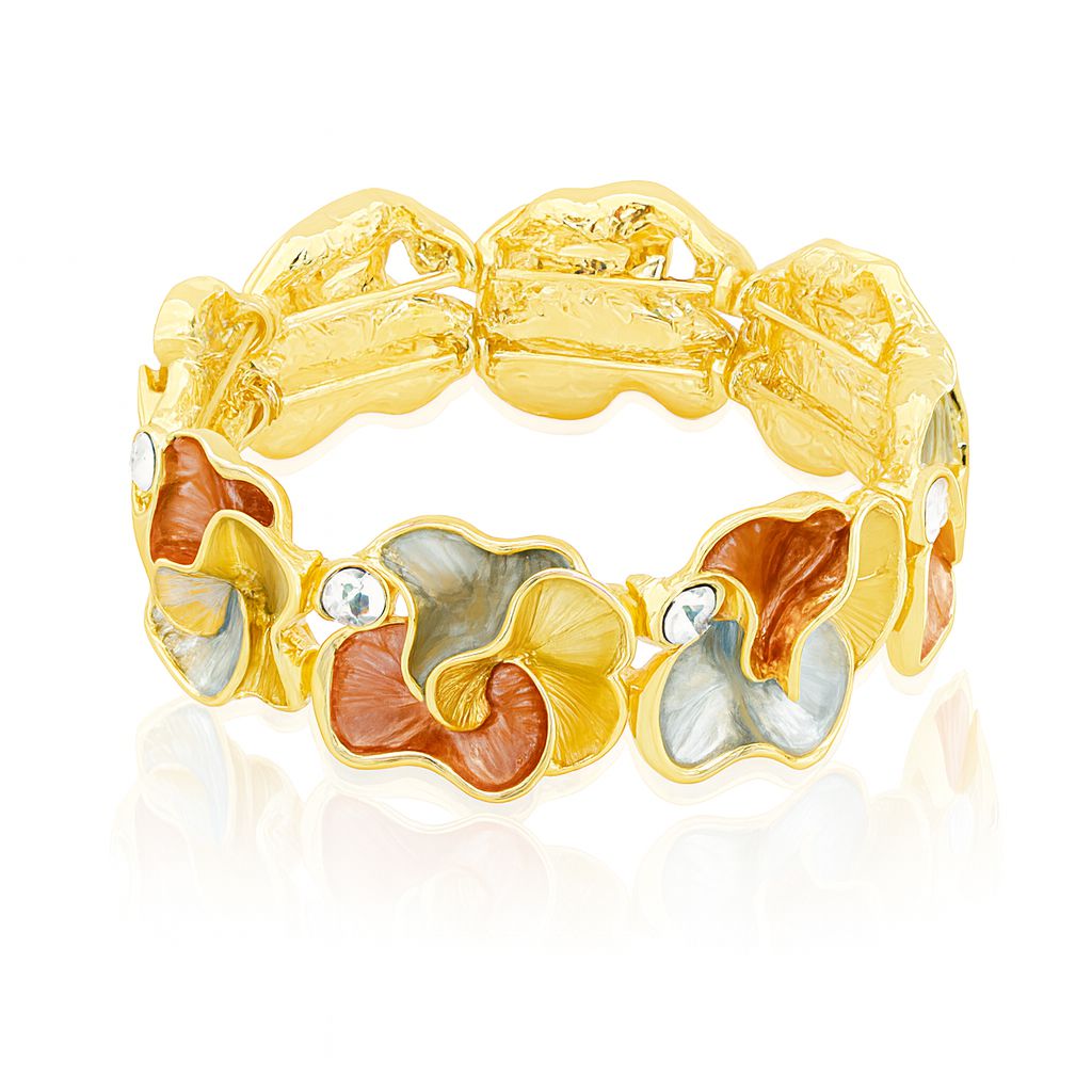 Women’s handcrafted flower bracelet in gold-plated alloy