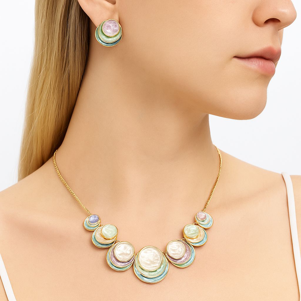 KC gold plated hand painted enamel earrings lightweight design