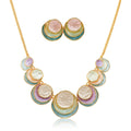 KC gold plated hand painted enamel necklace and earrings set for women