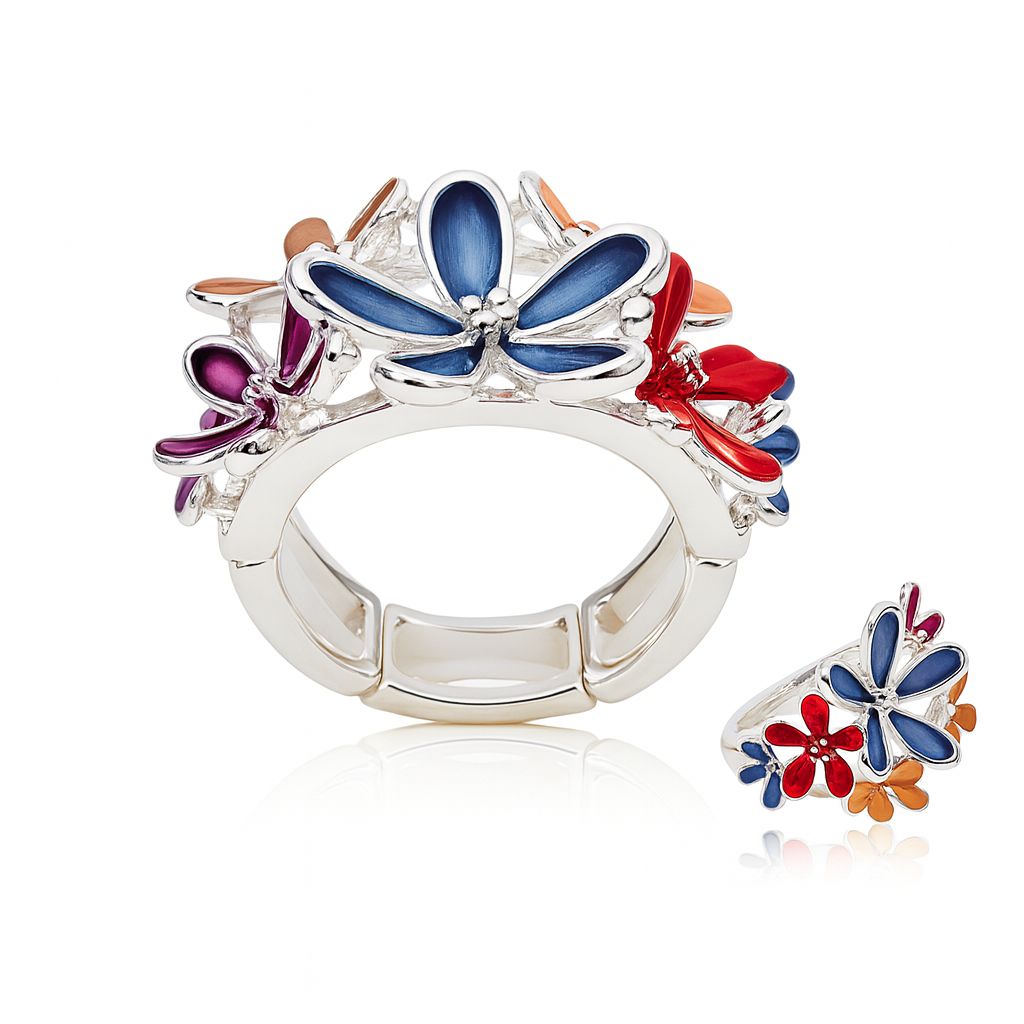 KC gold plated hand painted enamel statement ring for women made from alloy