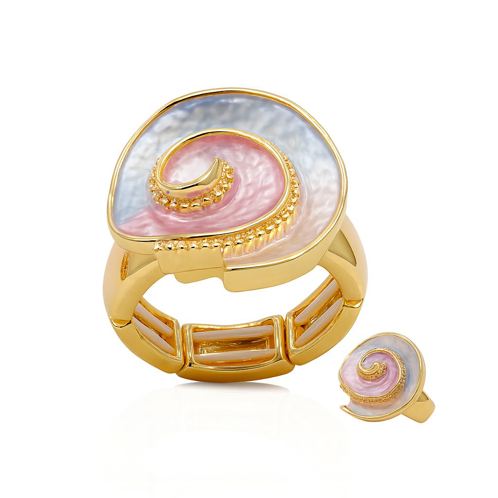 KC gold plated statement ring with hand painted enamel design