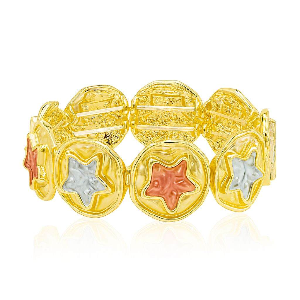 KC Gold Plated Star Charm Bracelet – Colorful Hand-Painted Alloy Bangle for Women