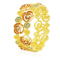 KC gold-plated rose swirl bracelet with hand-painted multi-tone floral enamel