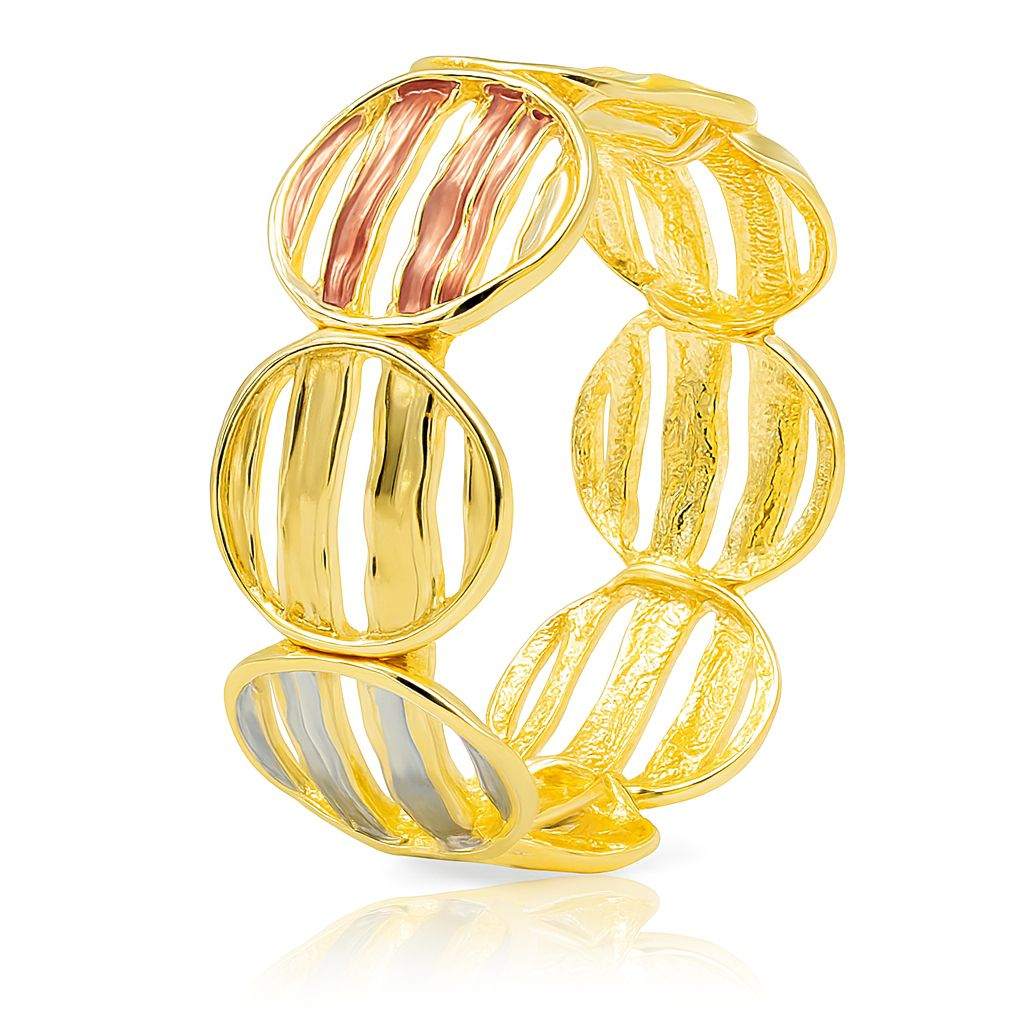 KC gold plated round disc bracelet with hand-painted enamel design