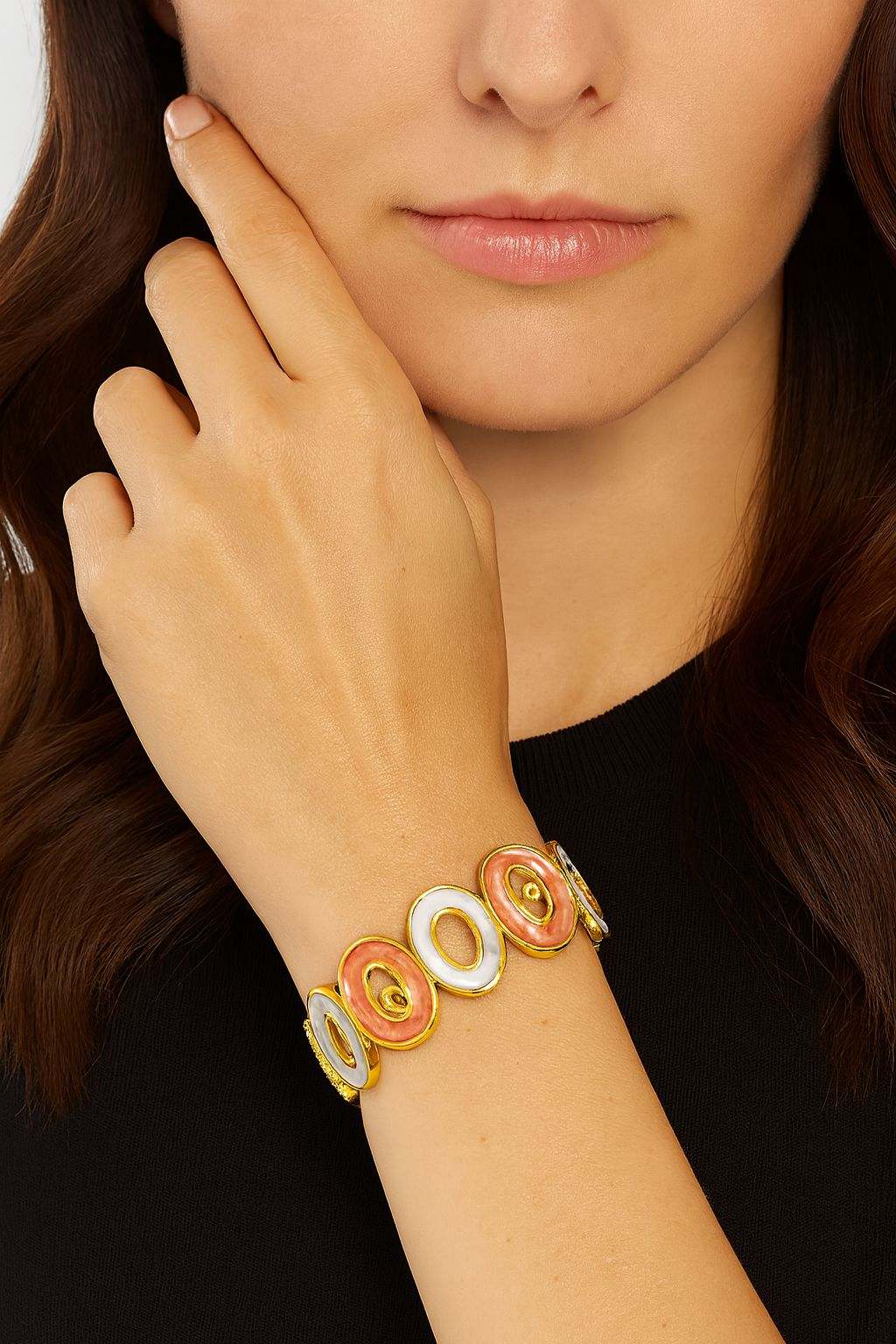 KC gold plated alloy bracelet with enamel accents