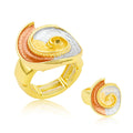 KC gold spiral swirl ring with hand-painted enamel for women