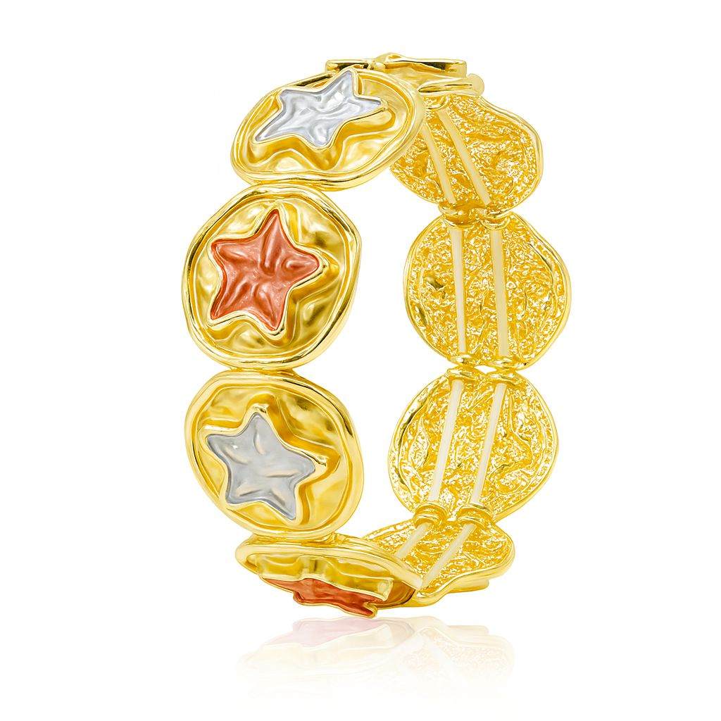 KC Gold Plated Star Charm Bracelet – Colorful Hand-Painted Alloy Bangle for Women