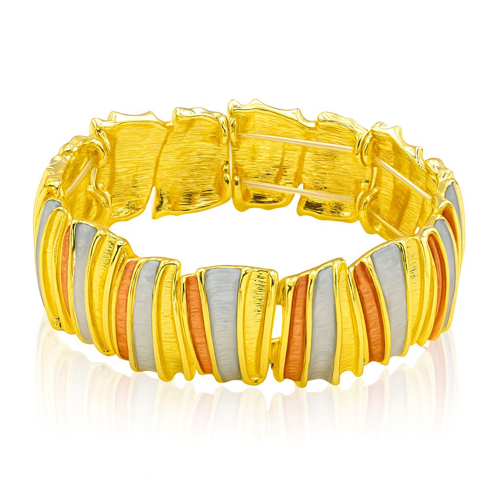 Women’s textured gold bangle with artistic enamel design