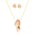 KC gold layered oval textured necklace and earrings jewelry set for women