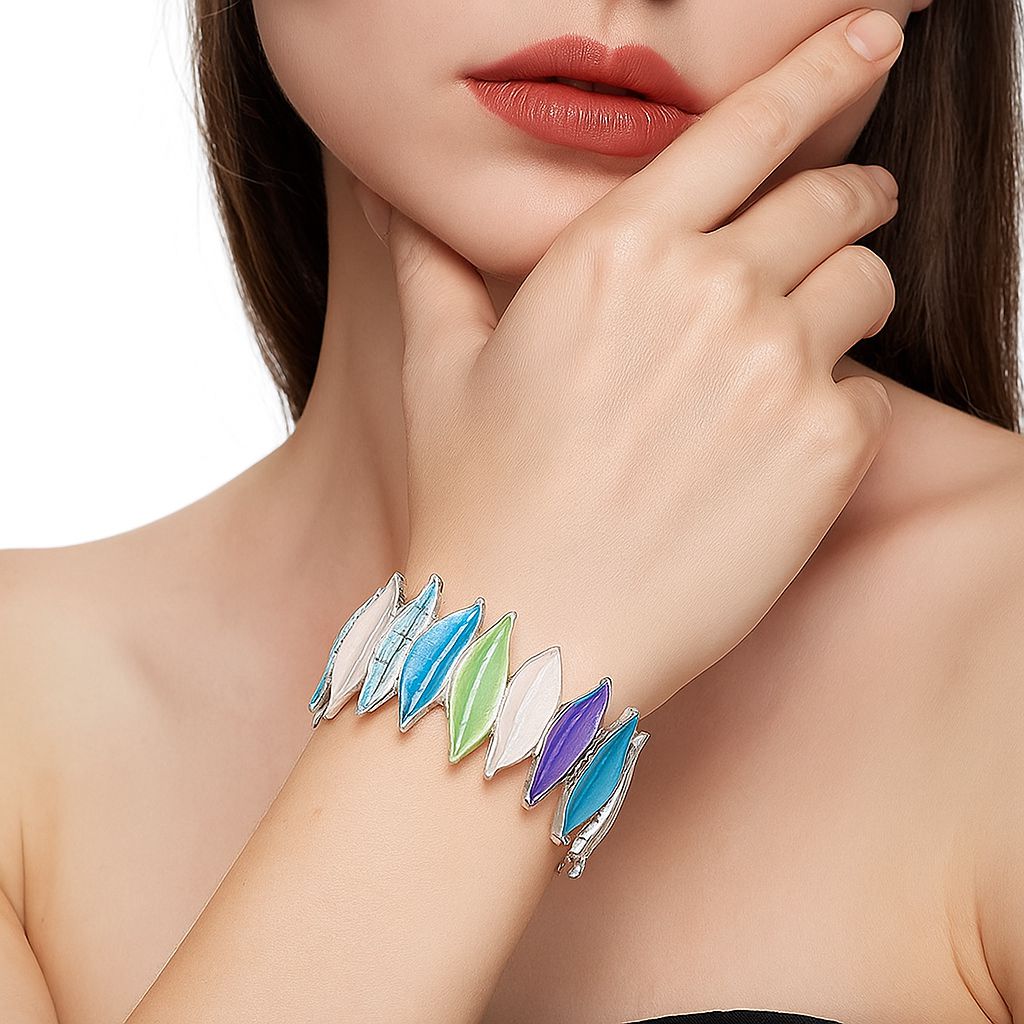 KC gold plated alloy bracelet with colorful enamel details