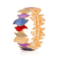 “colorful hand-painted enamel leaf bracelet in gold finish”