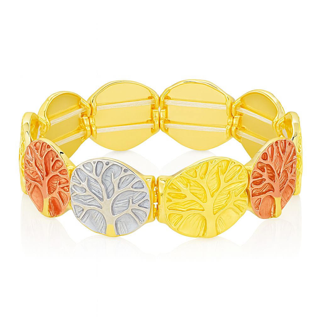 Colorful Leaf Pattern Bangle Bracelet – KC Gold Plated Alloy with Hand-Painted Detailing