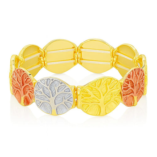 Colorful Leaf Pattern Bangle Bracelet – KC Gold Plated Alloy with Hand-Painted Detailing