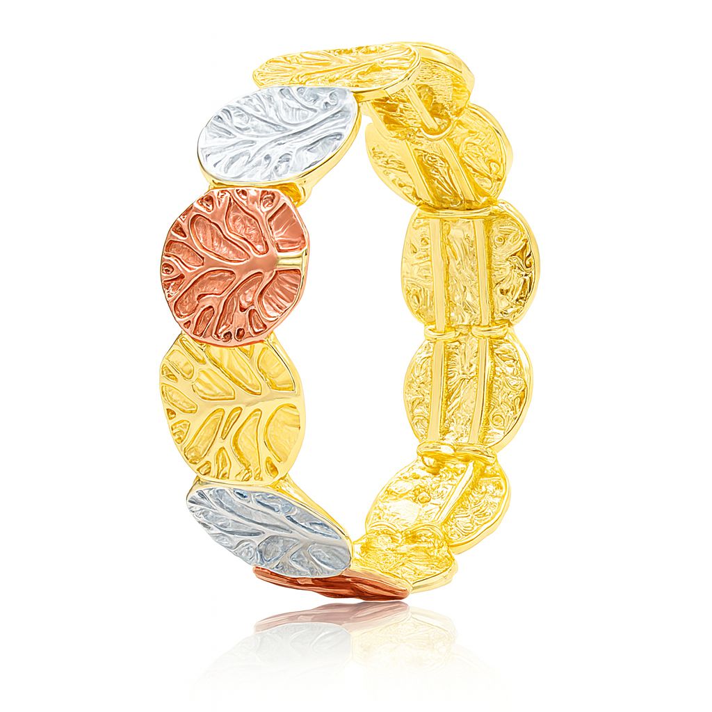 Colorful Leaf Pattern Bangle Bracelet – KC Gold Plated Alloy with Hand-Painted Detailing
