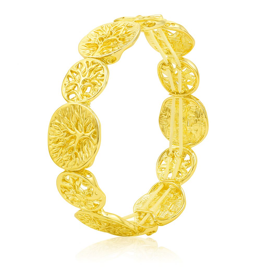 Life Tree gold plated bracelet with hand-painted design