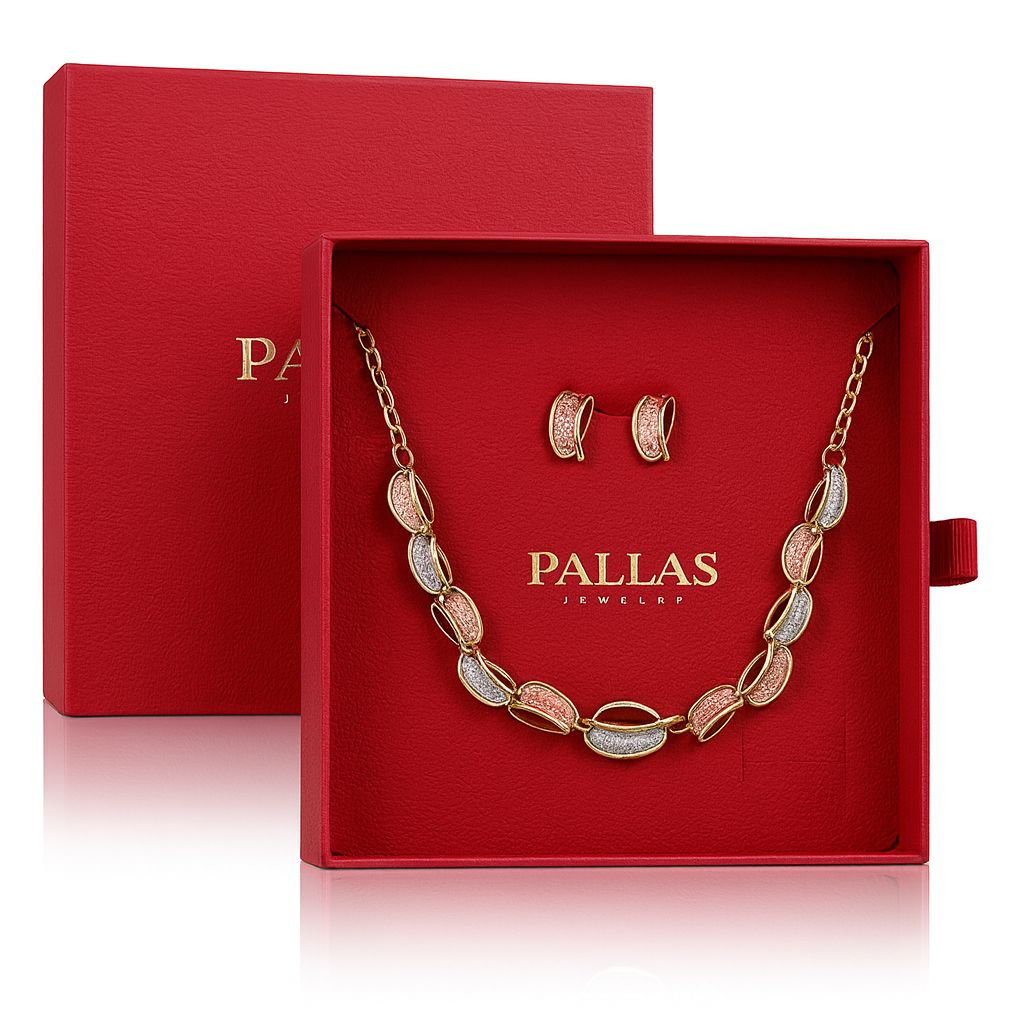Elegant KC gold plated jewelry set displayed in red gift box