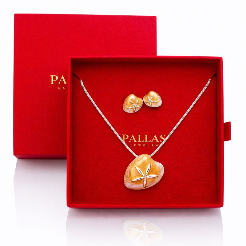 KC gold plated enamel jewelry set in luxury gift box