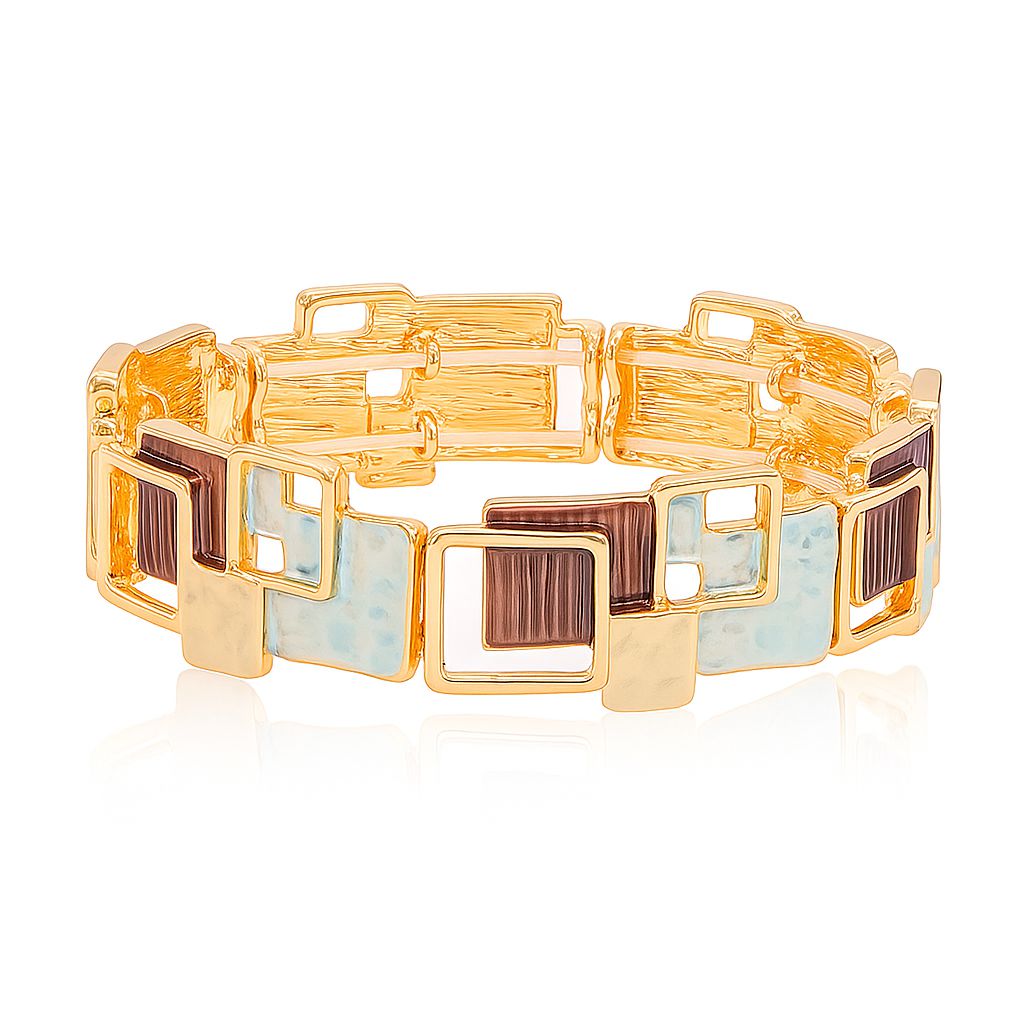 Hand-painted KC gold bracelet for women in modern geometric style