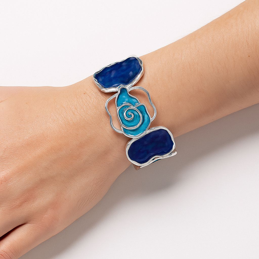 Hand-Painted Enamel Bracelet Set – KC Gold Plated Alloy Statement Jewelry for Women