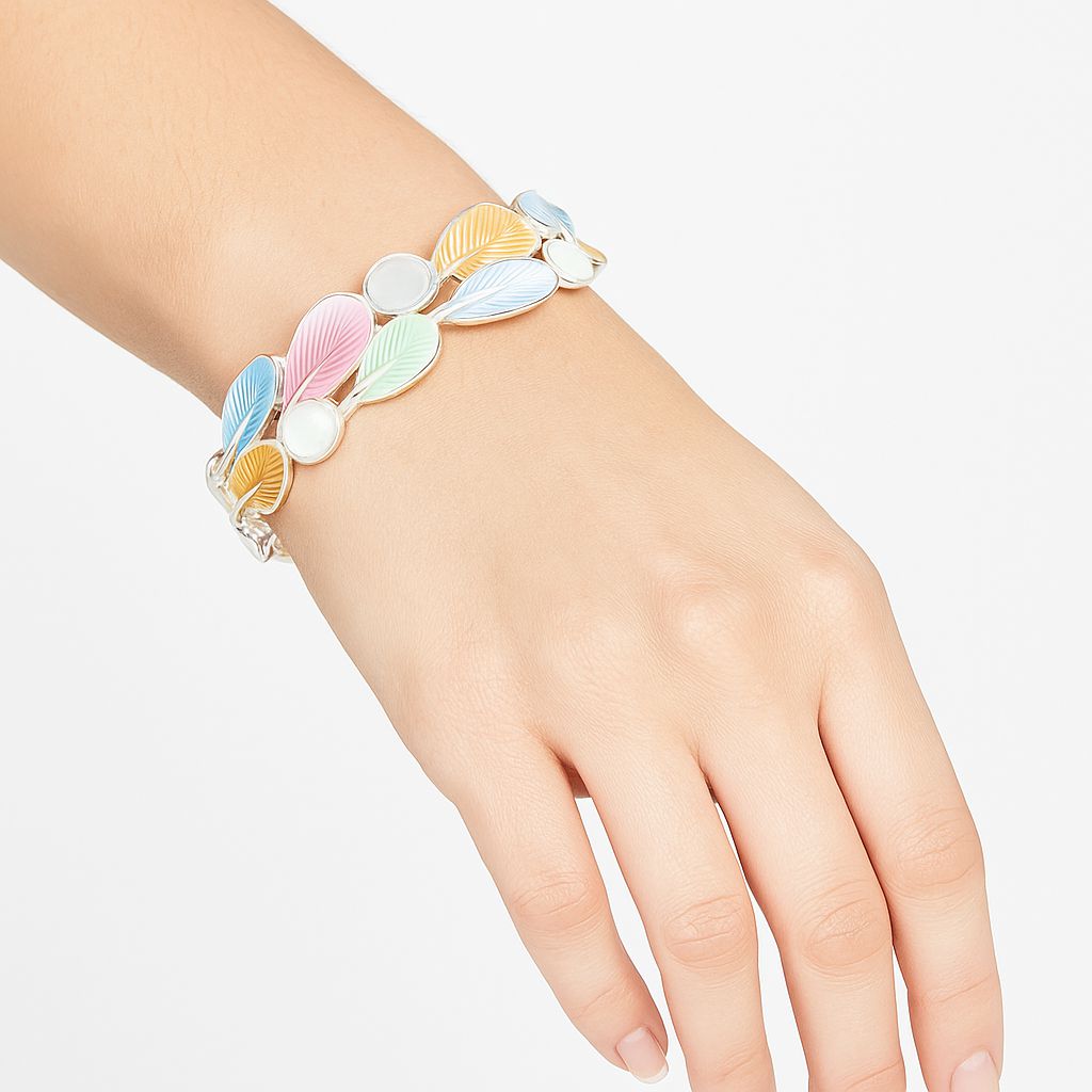 Hand-painted enamel KC gold plated alloy bracelet