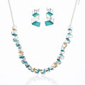 Modern enamel spiral necklace and earrings set with KC gold plating