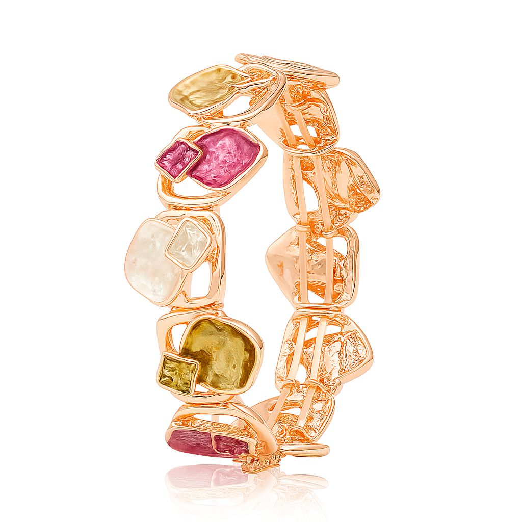 Hand-painted mosaic bracelet with KC gold plating