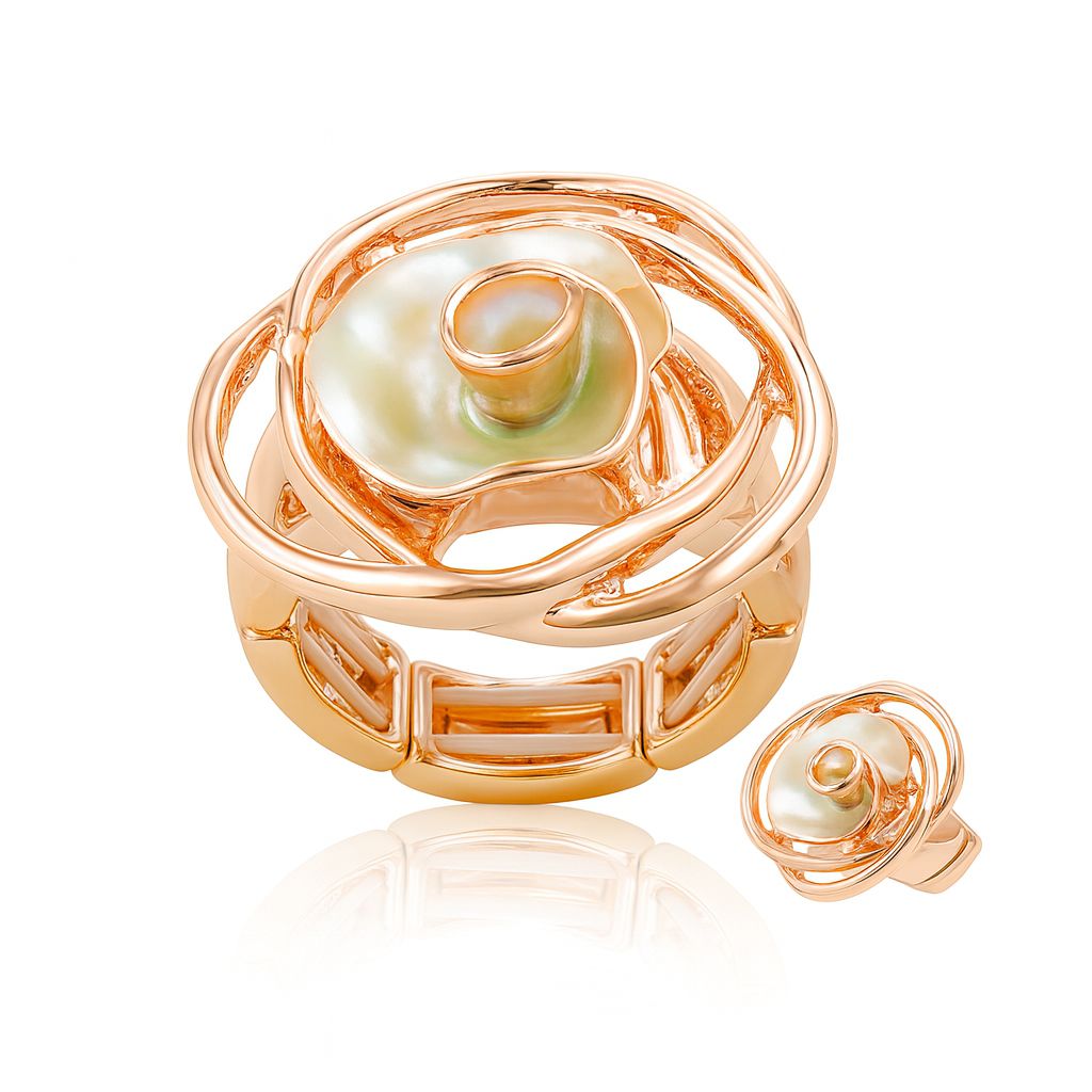 Mother of pearl floral ring with KC gold plating