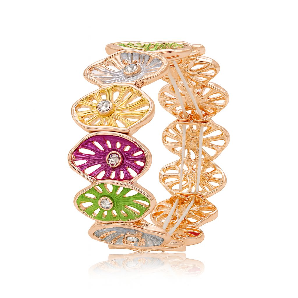 Multicolor KC gold plated enamel bangle for women, hand-painted bracelet