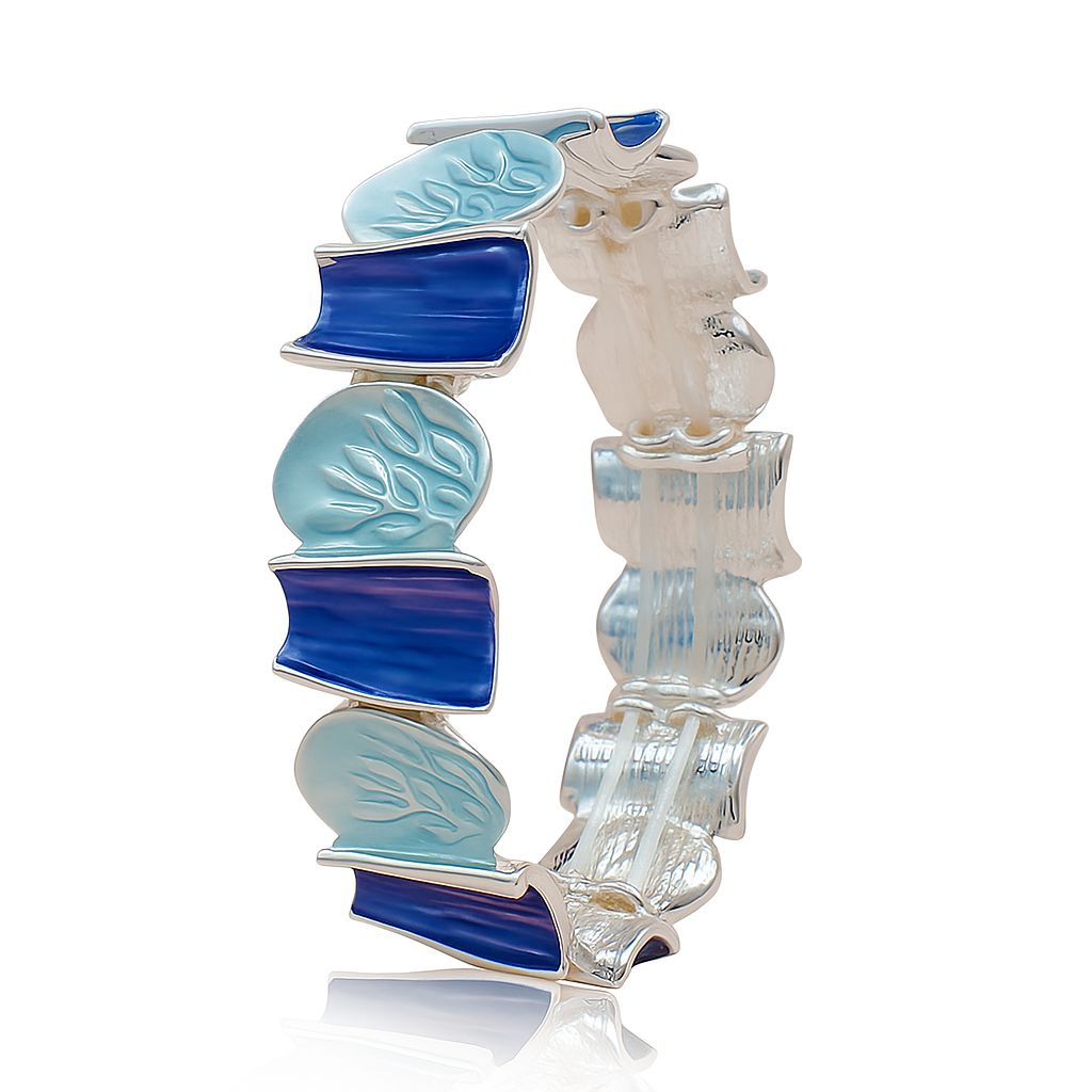 Ocean blue enamel bracelet for women, handmade KC gold plated fashion jewelry