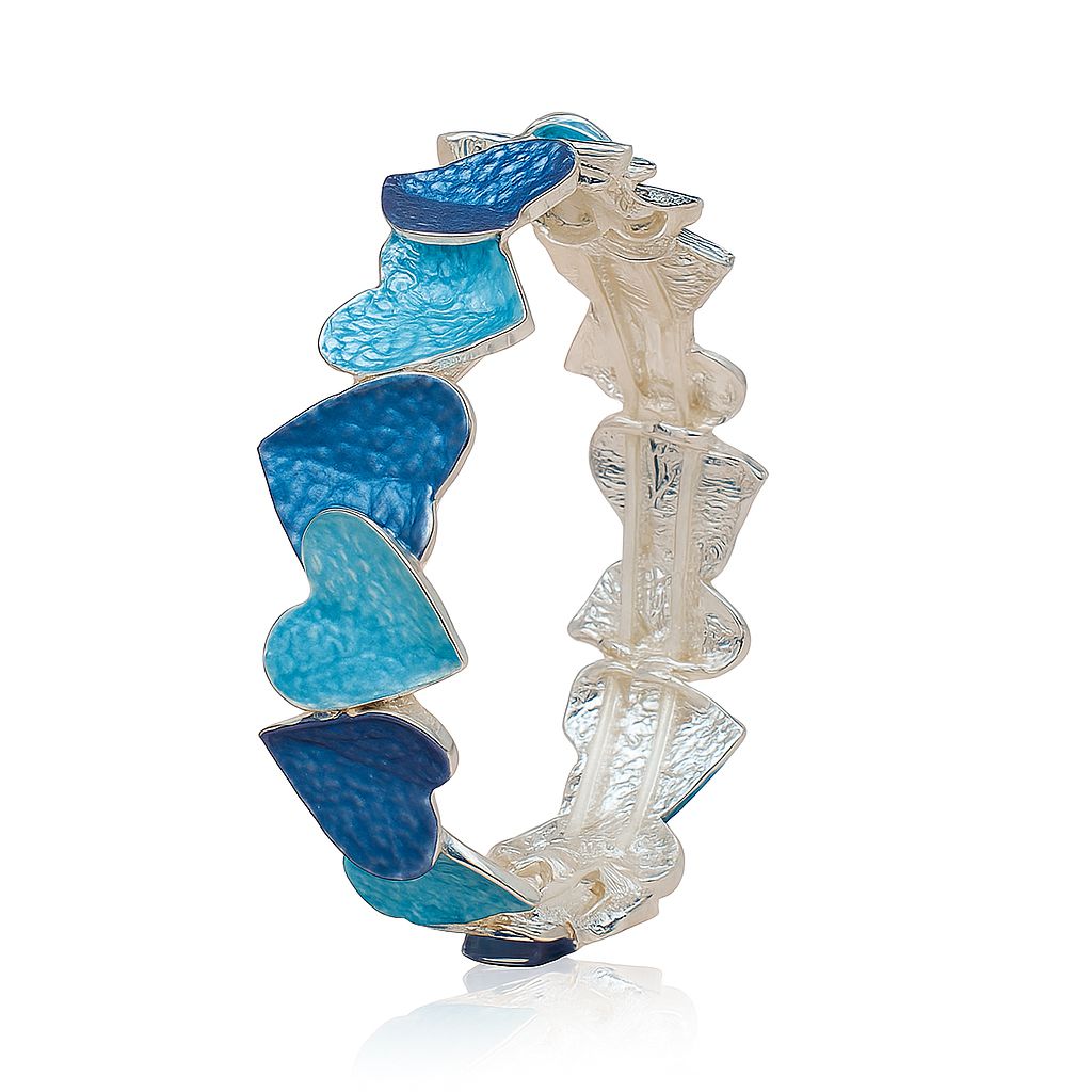 Ocean blue heart enamel bracelet front view for women