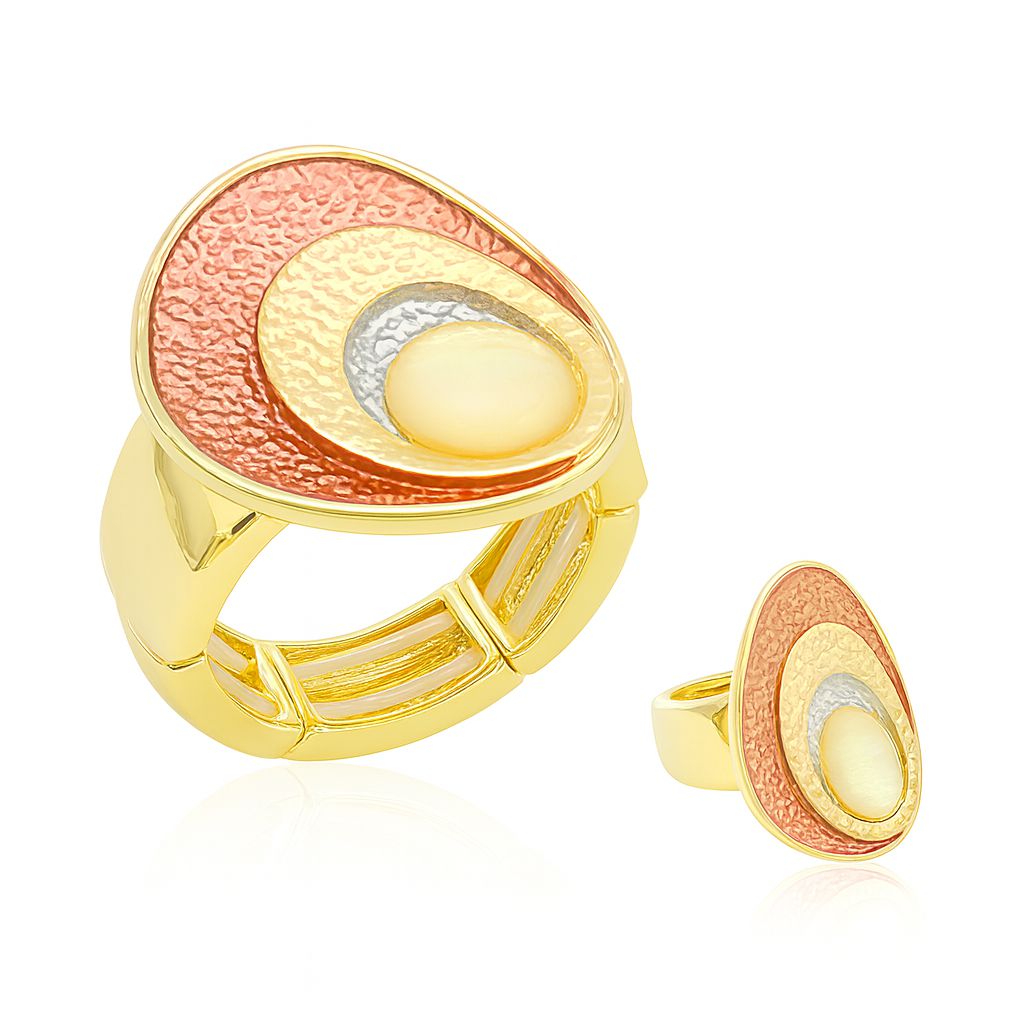 Hand-painted oval KC gold plated statement ring for women