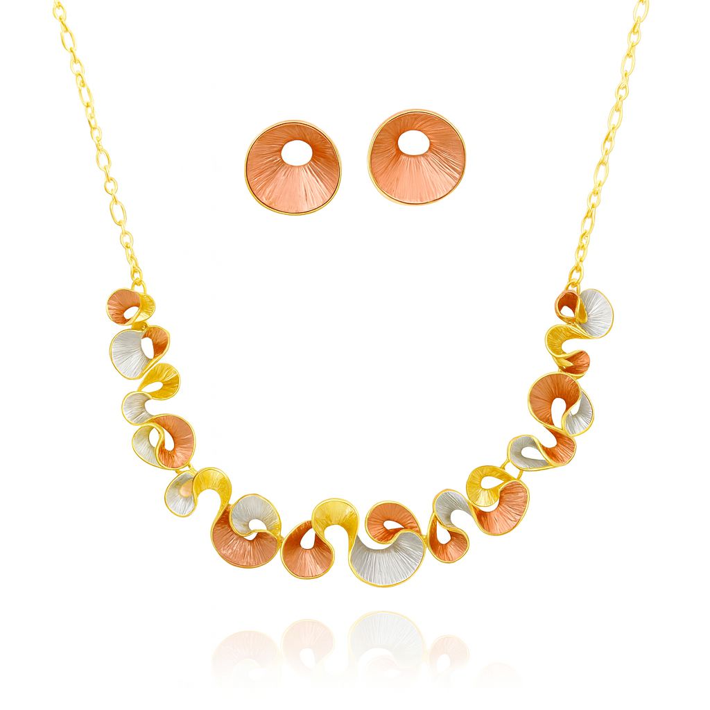 KC gold plated artistic necklace and earring set for women