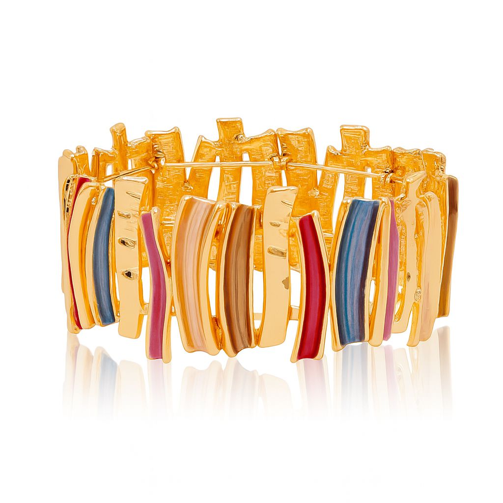 Colorful enamel fashion bangle worn on wrist