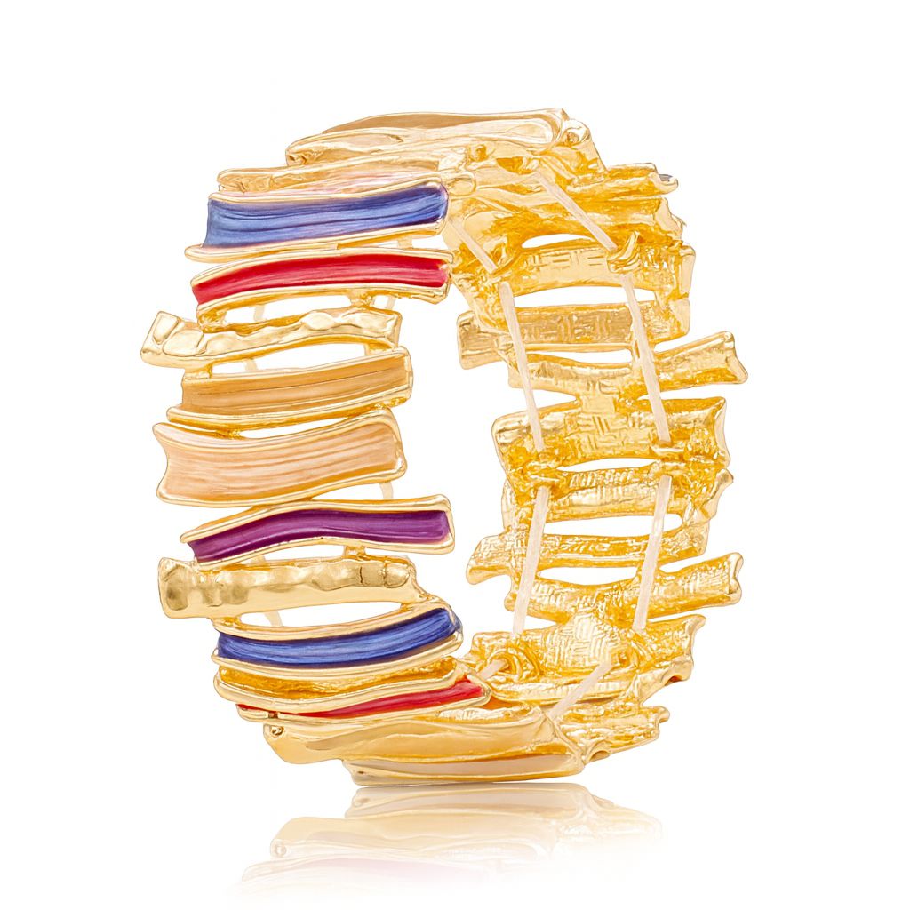 Hand-painted gold color block bracelet for women – front view