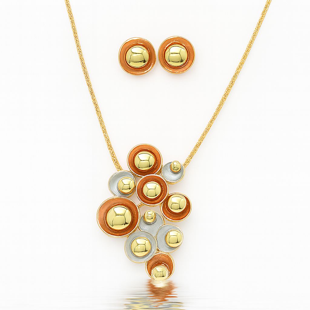 Hand-painted gold plated necklace and earrings set for women