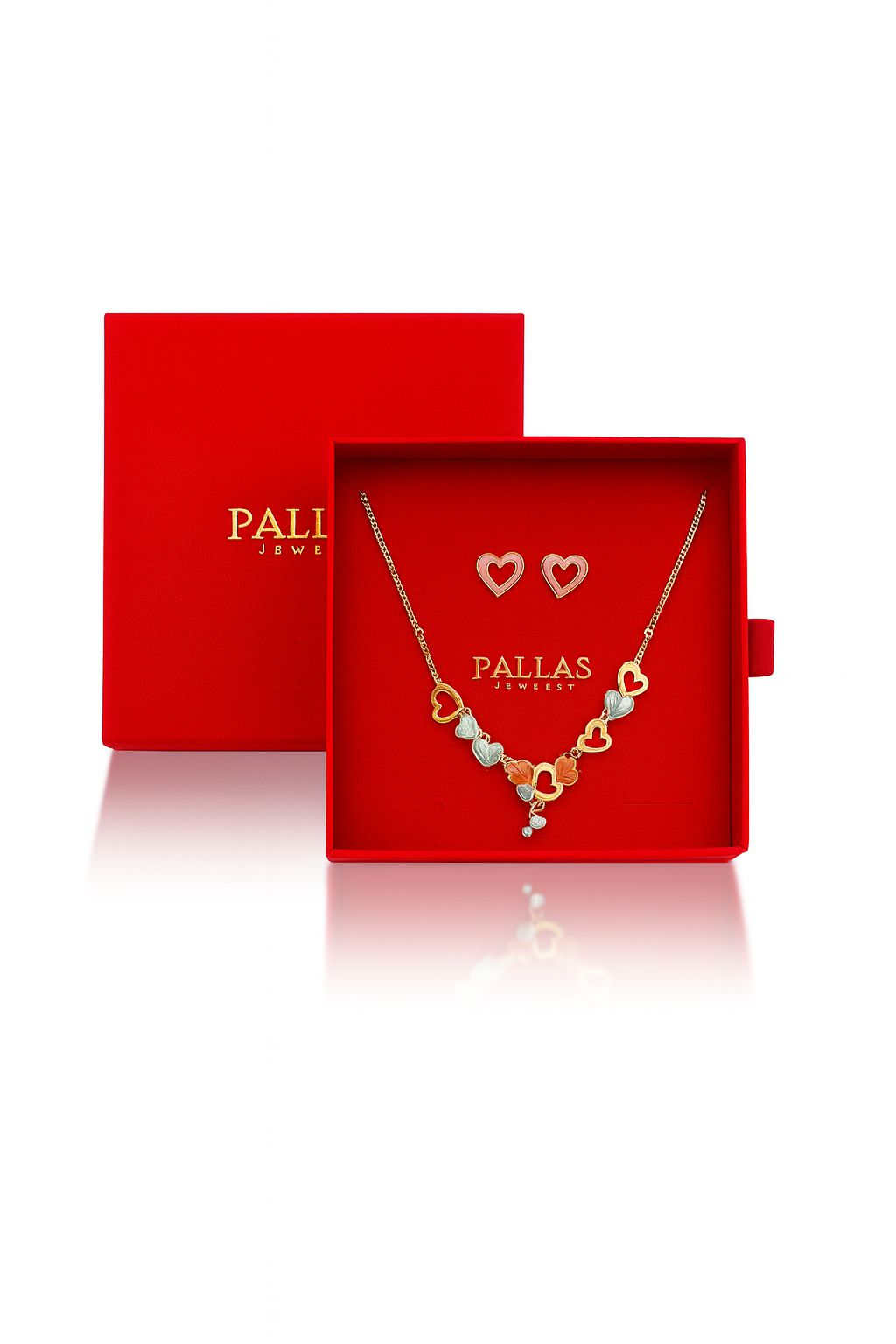PALLAS luxury red gift box heart jewelry set