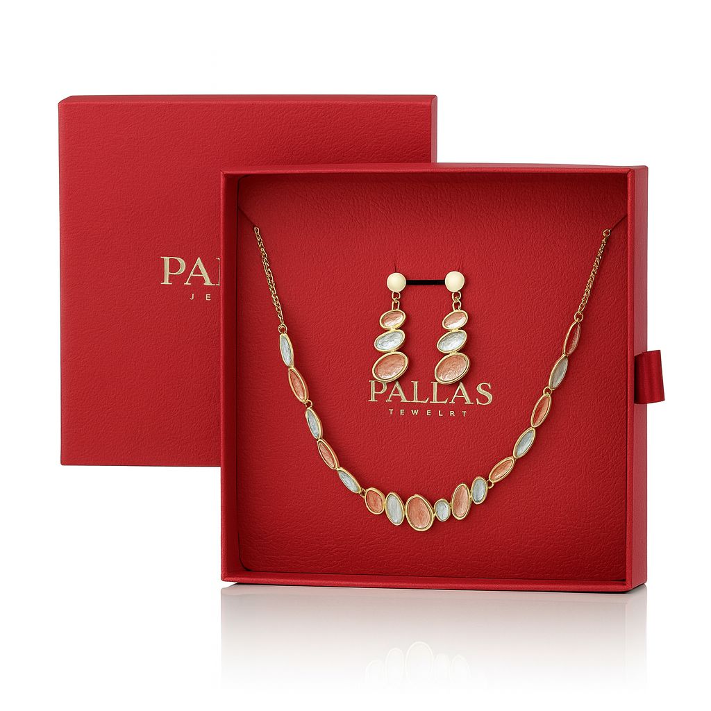 Close-up of hand-painted KC gold plated earrings