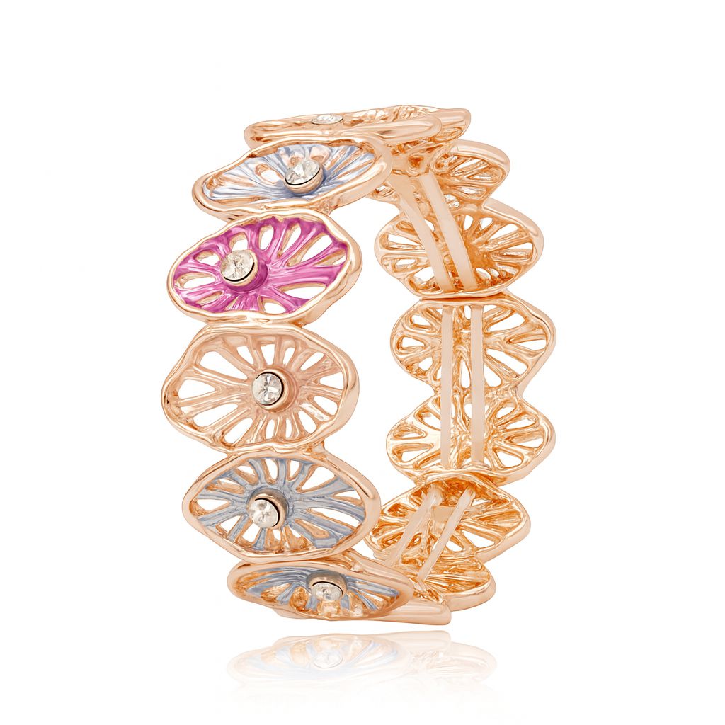 Blue and white enamel KC gold bracelet – worn on wrist