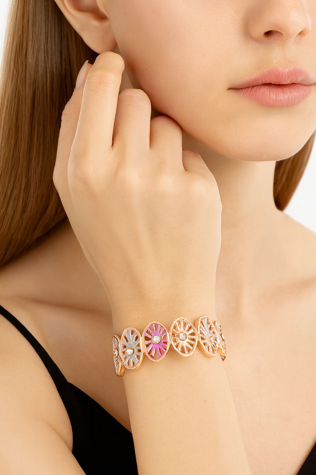 Green multicolor enamel bracelet – fashion jewelry photo