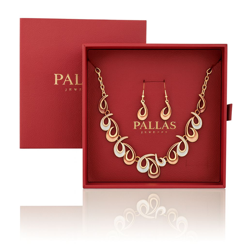 Elegant enamel jewelry set in Pallas gift box