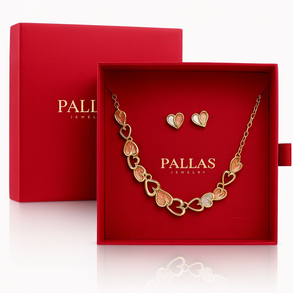 Pallas Jewelry heart gift set in red box