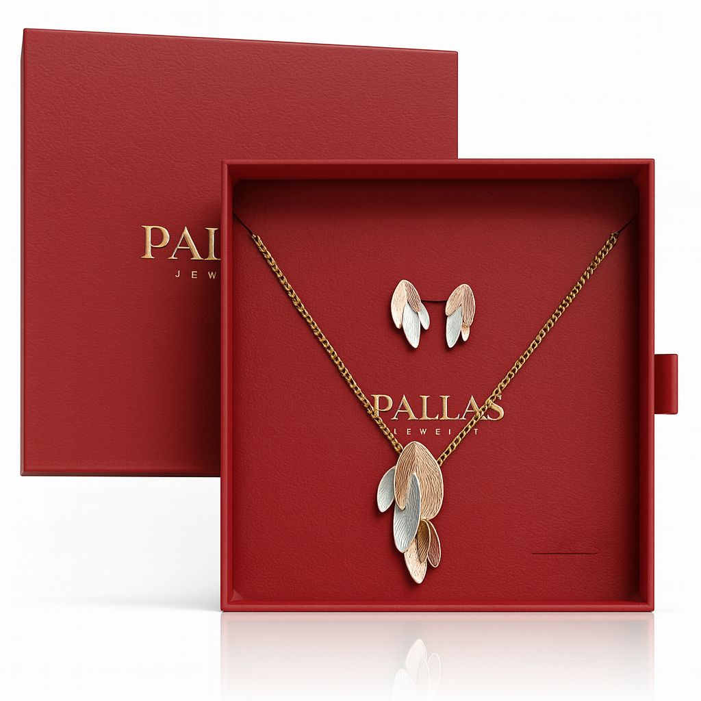 PALLAS Jewelry layered oval necklace and earrings gift box set